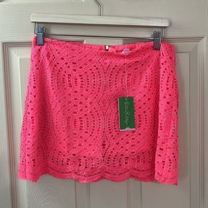 New w Tags Lilly Pulitzer Alice skort hot coral knotty lace size 2